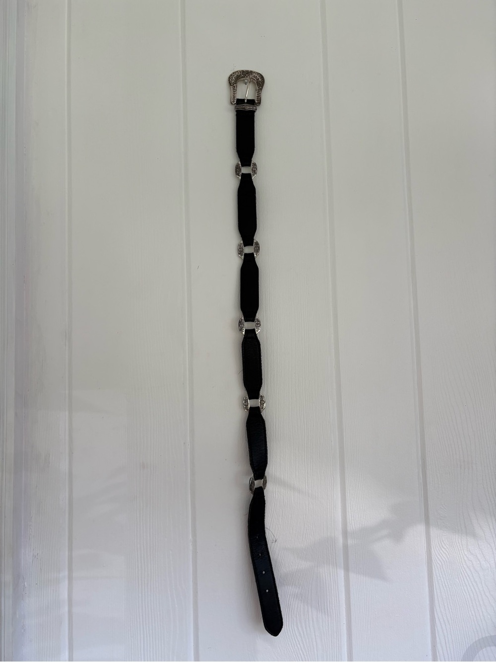 Black Women's Western-Inspired Belt with Silver Accents